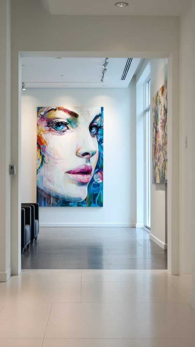 Modern Art Gallery with Portrait Painting