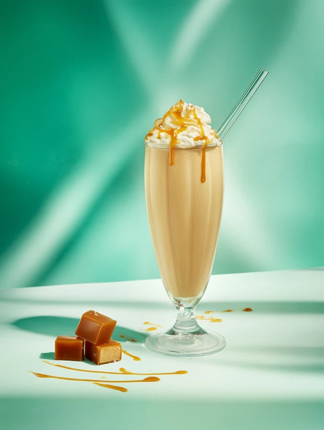 Salted Caramel Milkshake Delicious Dessert Drink
