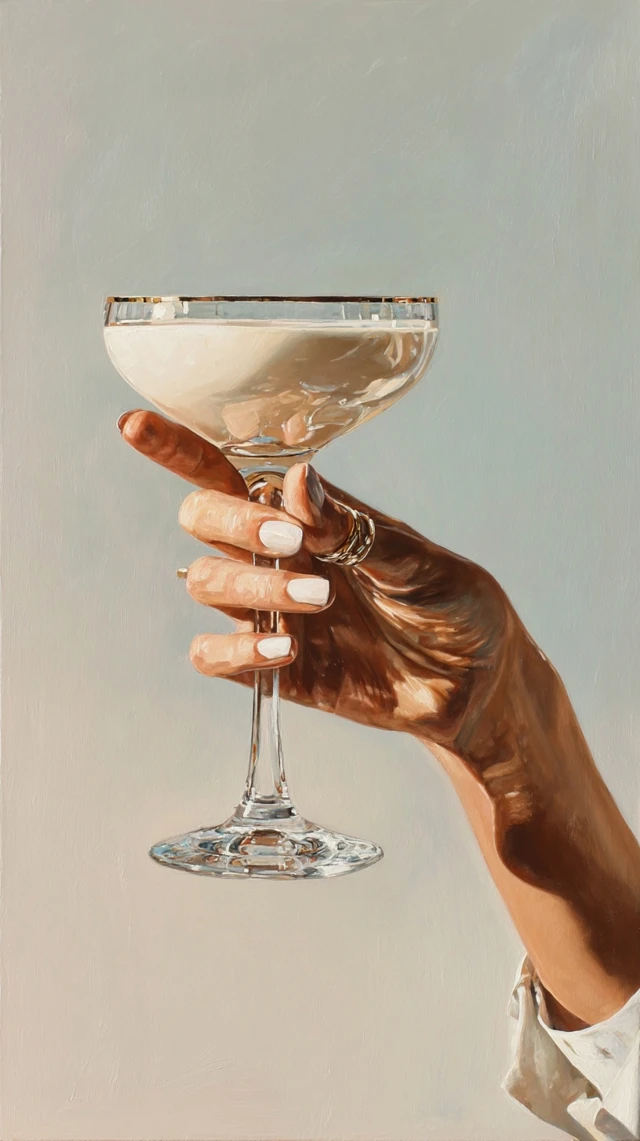 Hand Holding Espresso Martini Painting Art