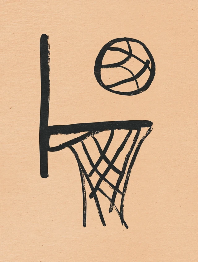 Basketball Hoop Minimalist Ink Sketch