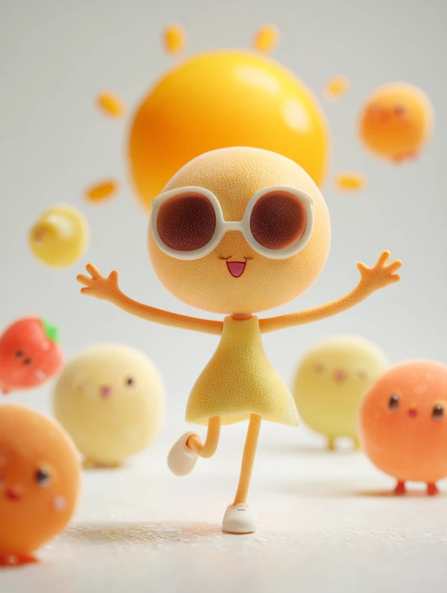 Cute Orange Girl Leads Fun Exercise 3D Illustration