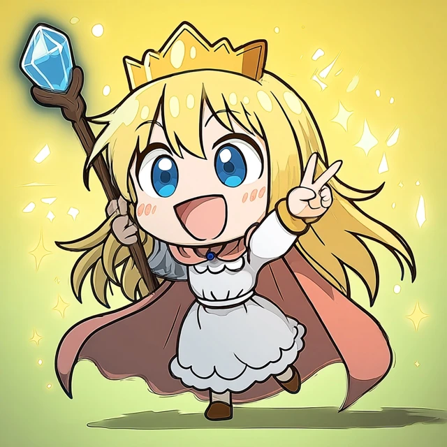 Anime Girl Chibi with Crystal Staff