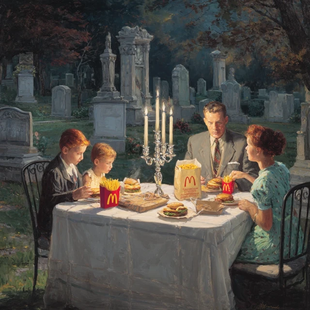 Family Dinner in a Cemetery Painting