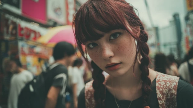 Cute Teen Girl in Akihabara Tokyo Close Up Photo