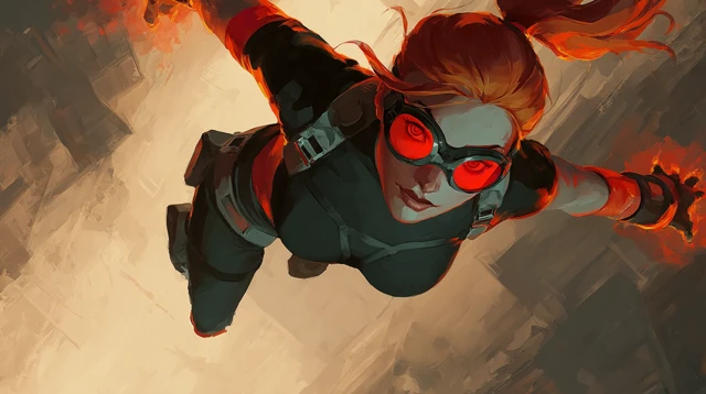 DND Character Portrait Fiery Acrobat Woman