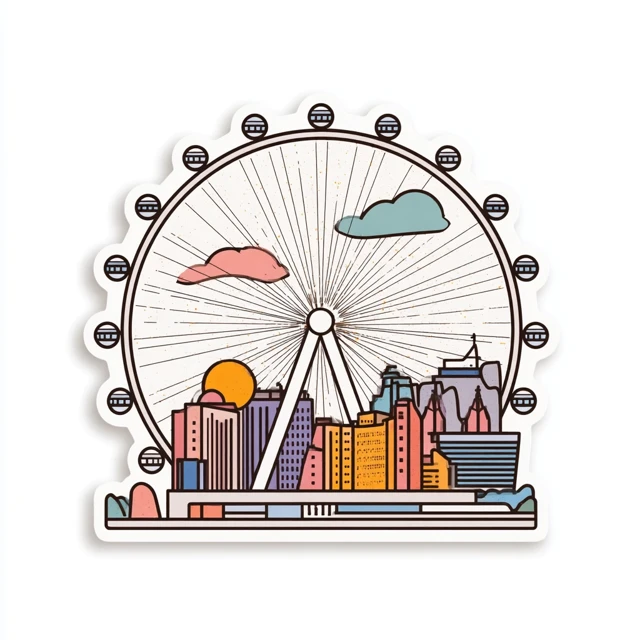 Las Vegas High Roller Wheel Sticker - Line Art Design
