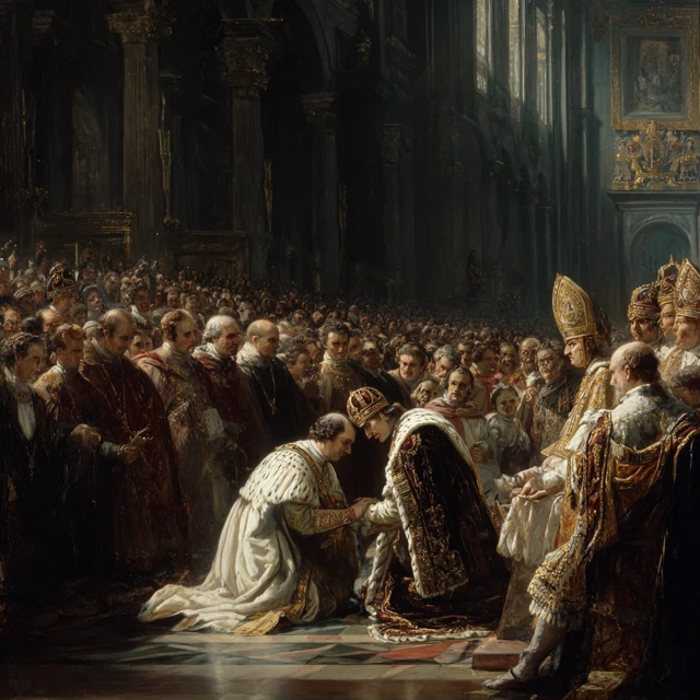 Charlemagne Coronation in a Grand Cathedral Painting