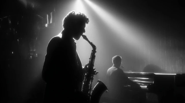 Jazz Performance A Dramatic Black and White Scene