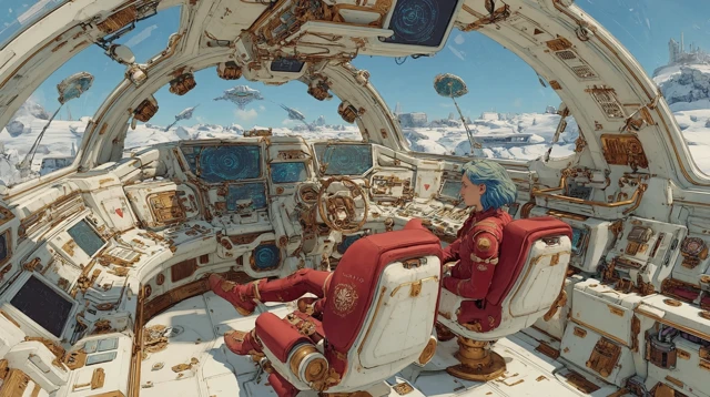 Luxury Spaceship Command Center Digital Painting
