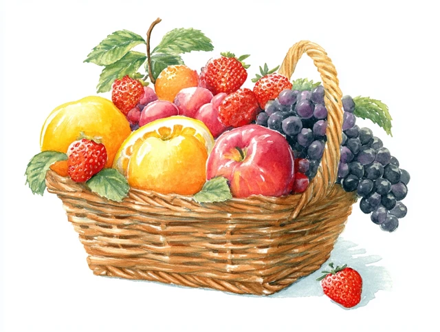 Fruit Basket Illustration Childrens Book Style