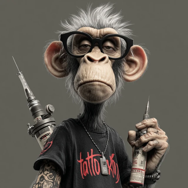 Tattoo Artist Monkey Illustration