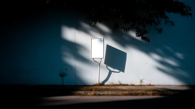 Grunge Subway Billboard Mockup with Shadow Play