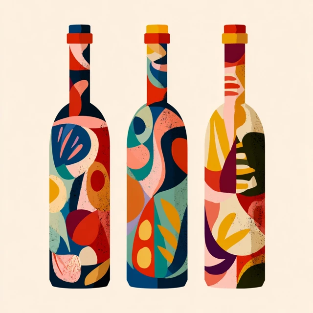 Matisse Inspired Wine Bottles Vector Art