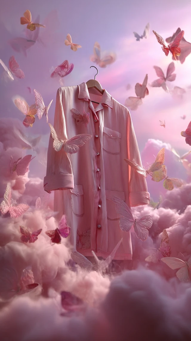 Dreamy Pajamas Floating in the Clouds with Butterflies