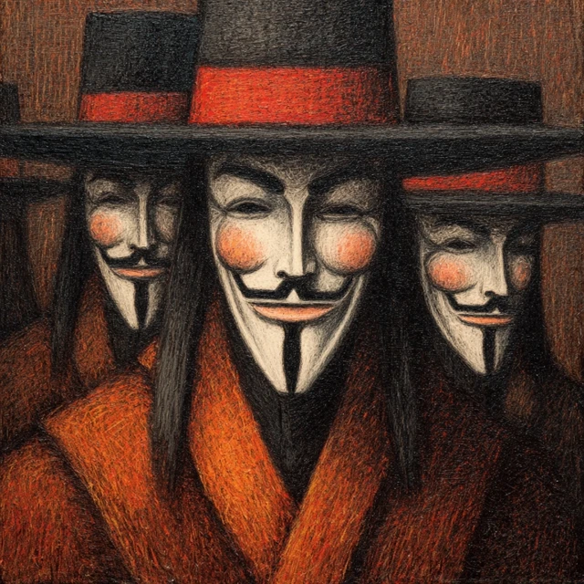 Guy Fawkes Mask in Dark Gothic Art Style
