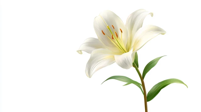White Lily Flower on White Background