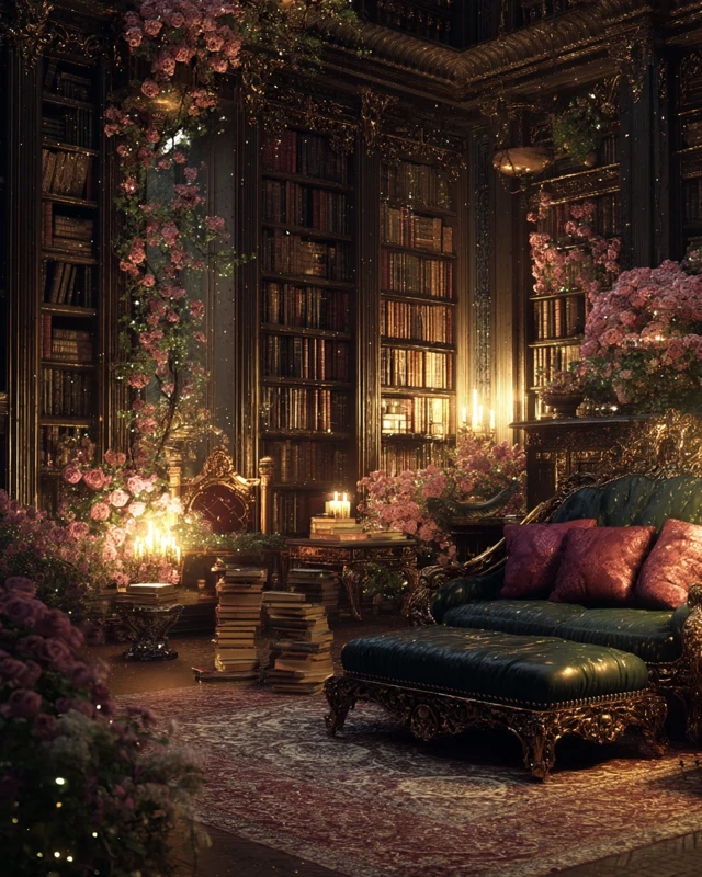 Dreamy Fantasy Mansion Library Interior Design
