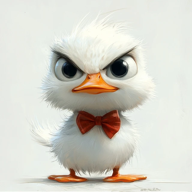 Angry Cute Pixar Duck Bowtie Concept Art