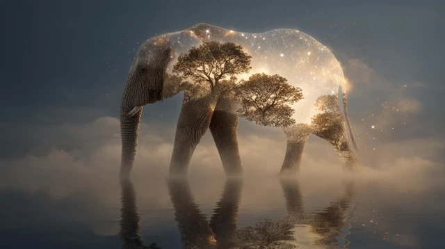 Dreamscape Elephant with Stars: Surreal Photography