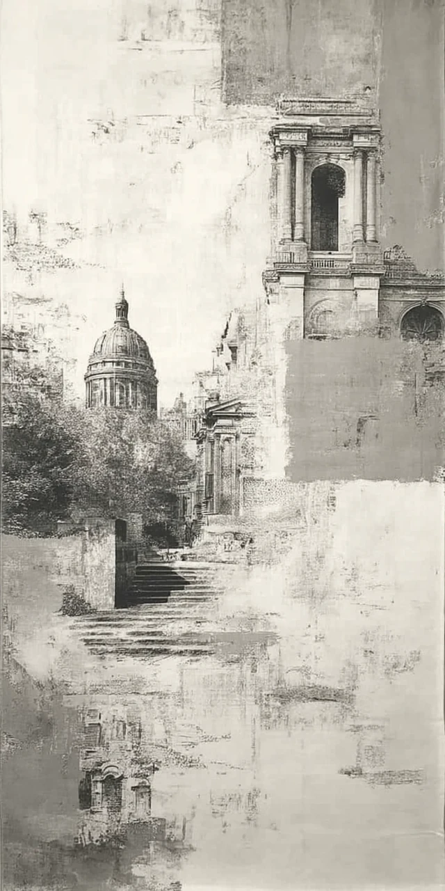 Victorian Architecture Etching Print