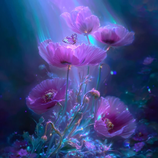 Deep Purple Poppies Watercolor Painting Magical