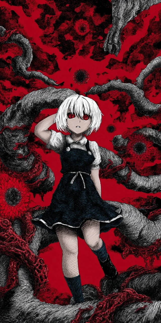 Anime Girl with Snake Illustration
