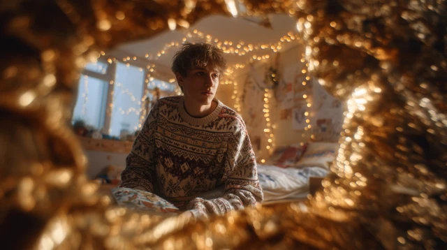 Christmas Dorm Room Scene Inside Scratch Card