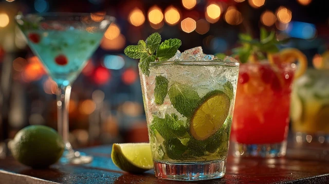 Cocktails Drinks Mojito Martini Bar Party Evening