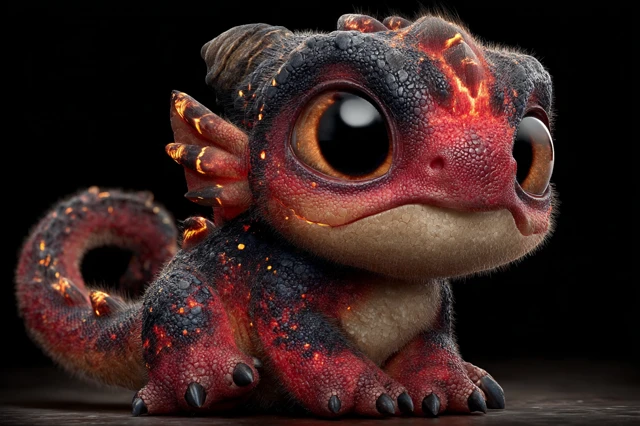 Cute Baby Dragon Cartoon Portrait