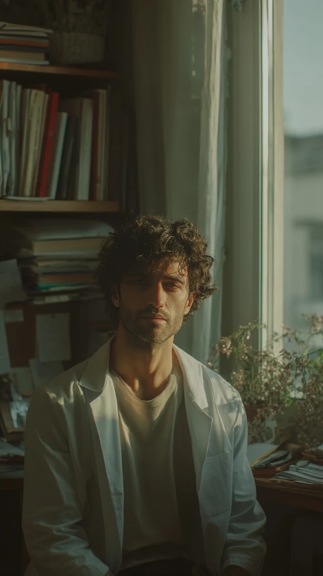 Brazilian Doctor in Office Meditative Portrait
