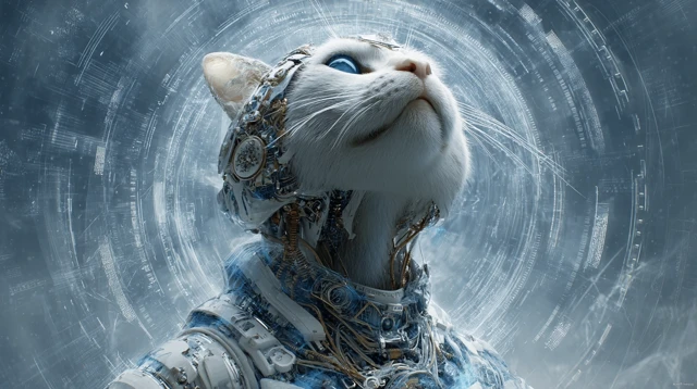 Cybernetic Cat Futuristic Universe Technology