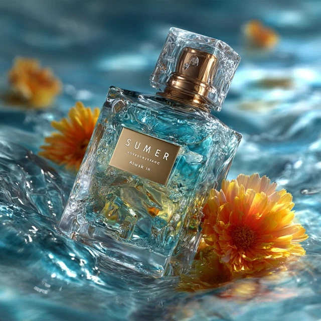 Luxury Perfume in Water Still Life Product Photo