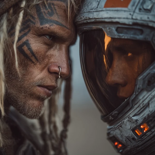 Celtic Warrior vs Astronaut Epic Confrontation