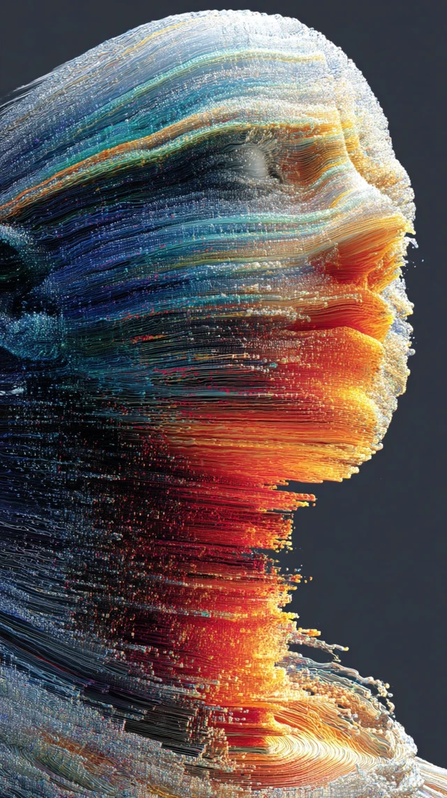 Glitch Portrait: Distorted Face in Digital Art