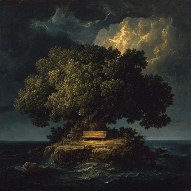 Lone Island Tree Oil Painting Art
