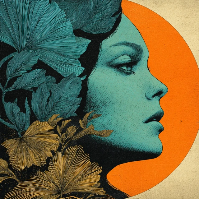 Botanical Portrait Art Deco Style