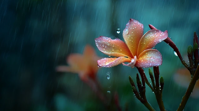 Rainy Morning Flower Close Up Shot