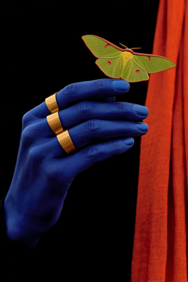 Blue Woman with Moth Art