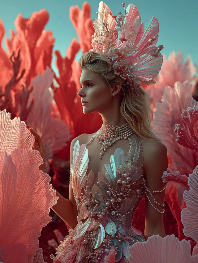 Futuristic Sea Goddess in Couture Gown