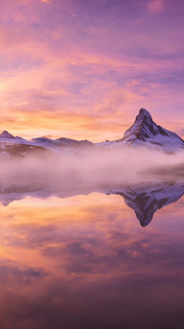 Sunrise Mountain Lake Reflection Scenery