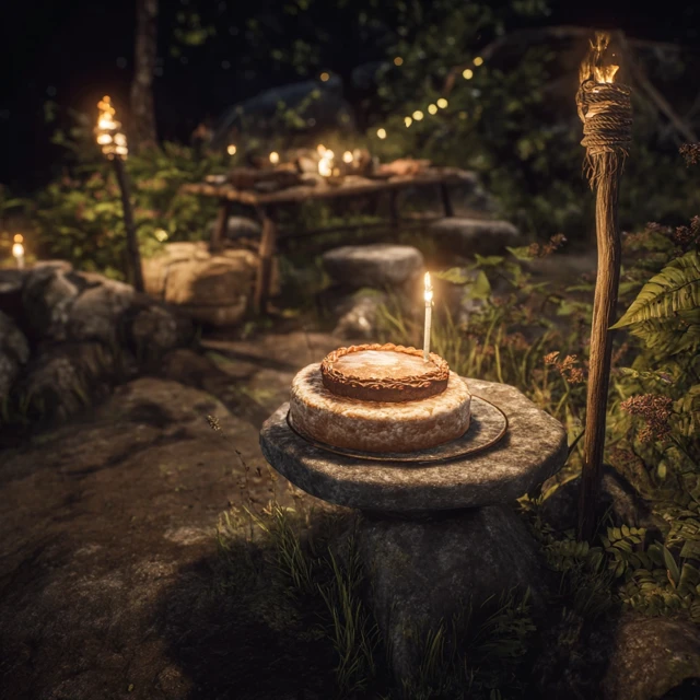 Primitive Tribe Cake Celebration at Night Unreal Engine 5