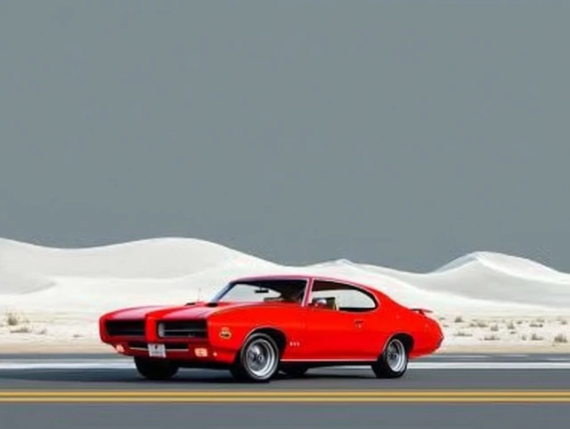 1969 Red Pontiac GTO Vector Art Poster