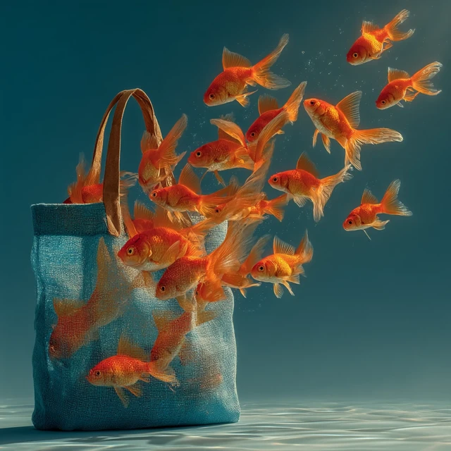Floating Goldfish Surreal Portrait Dreamy Light