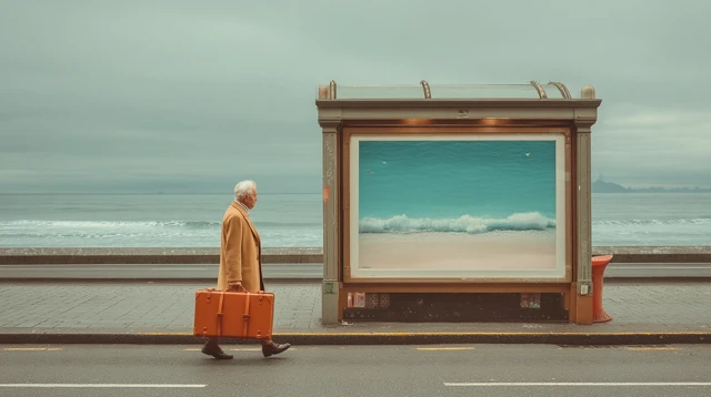 Cinematic New Zealand Street with Beach Billboard