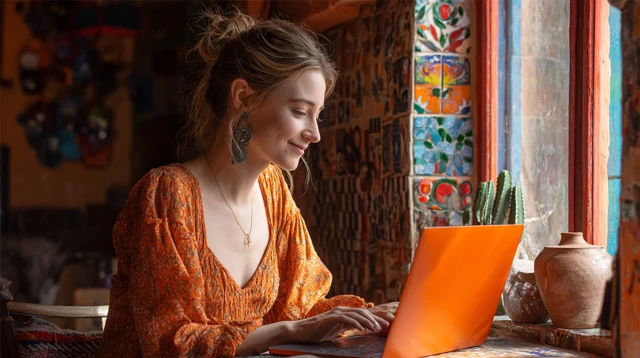Mexican Woman Working from Home Warm and Creative