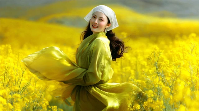 Spring Bloom Woman in Field