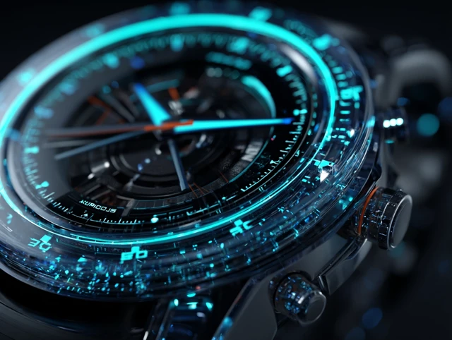 Futuristic Watch with Neon Glow and Road Texture