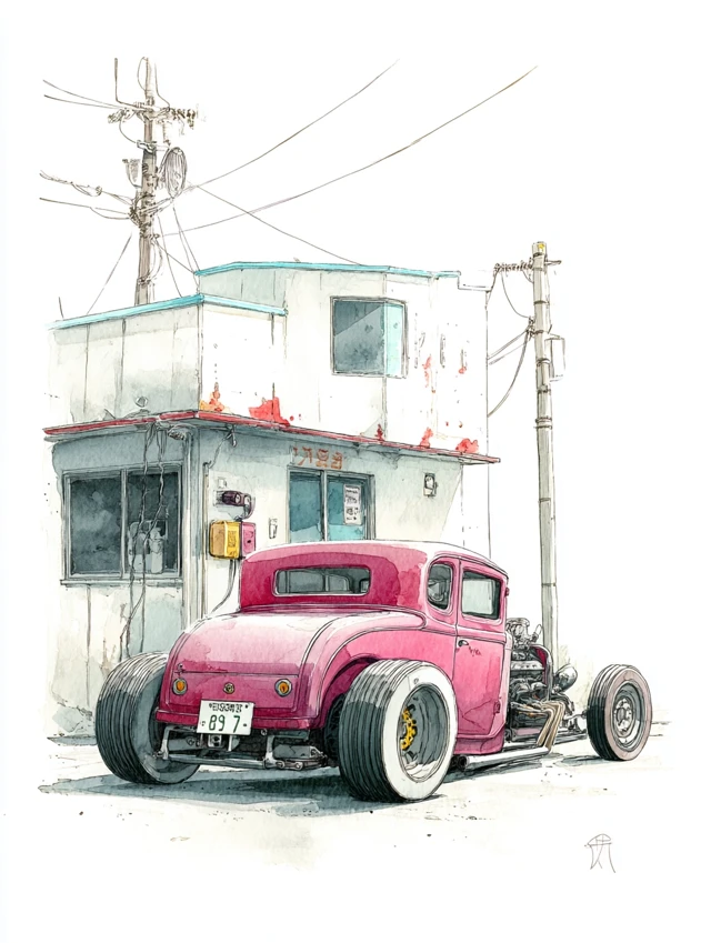 Electric Hot Rod Illustration by Katsuhiro Otomo Style