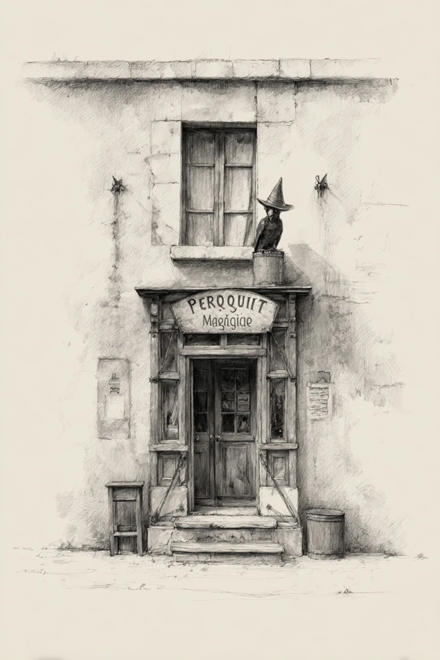 Pencil Sketch of Le Perroquet Magique Tavern