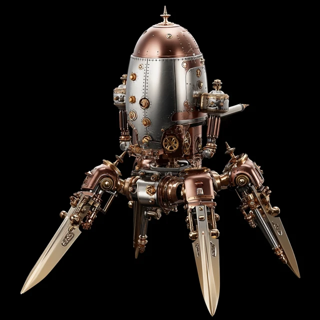 Steampunk Sentry Robot Pyramid with Blades